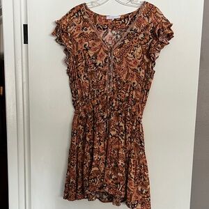 Olivaceous Orange and Brown Paisley Mini Dress